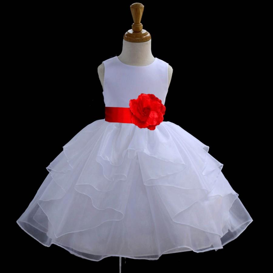 Mariage - White Flower Girl dress tie sash pageant wedding bridal recital children tulle bridesmaid toddler 37 sash sizes 12-18m 2 4 6 8 10 12 