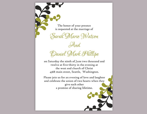Свадьба - DIY Wedding Invitation Template Editable Word File Instant Download Printable Invitation Leaf Invitation Blue Invitation Green Invitation