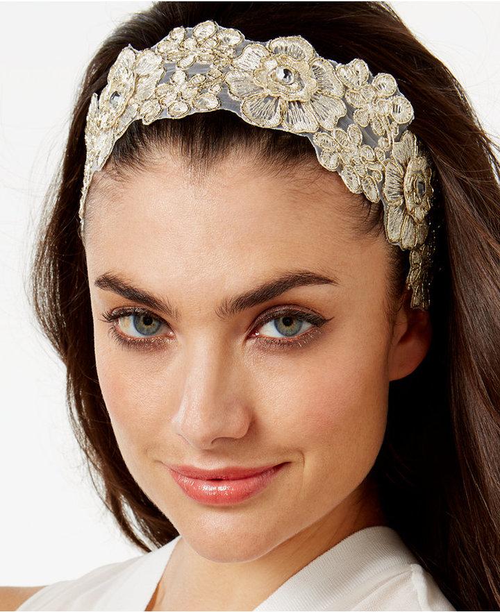 Wedding - Josette Delicate Flower Embroidered Stone Headwrap