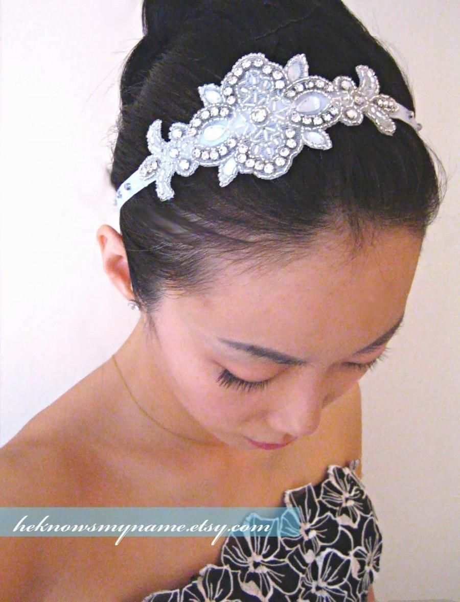 زفاف - Wedding Accessories Bridal Headband, Alencon Lace Headband - bridal, tiara, headband, rhinestone, crystal, white, ivory