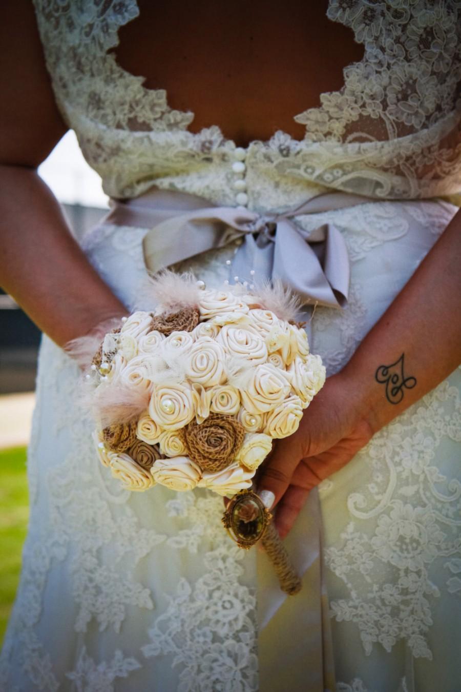 زفاف - Fabric Wedding Bouquet-Large, Alternative, Toss, Table Decor, Aisle Bouquet, Home Decor
