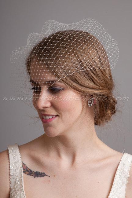 Mariage - 11" Angled Bridal Birdcage Veil,Wedding veil, White, Diamond White, Ivory or Black