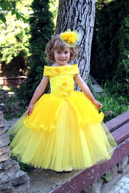 Hochzeit - Yellow Flower Girls Dress - Birthday Wedding Party Holiday Bridesmaid Yellow Tulle Dress