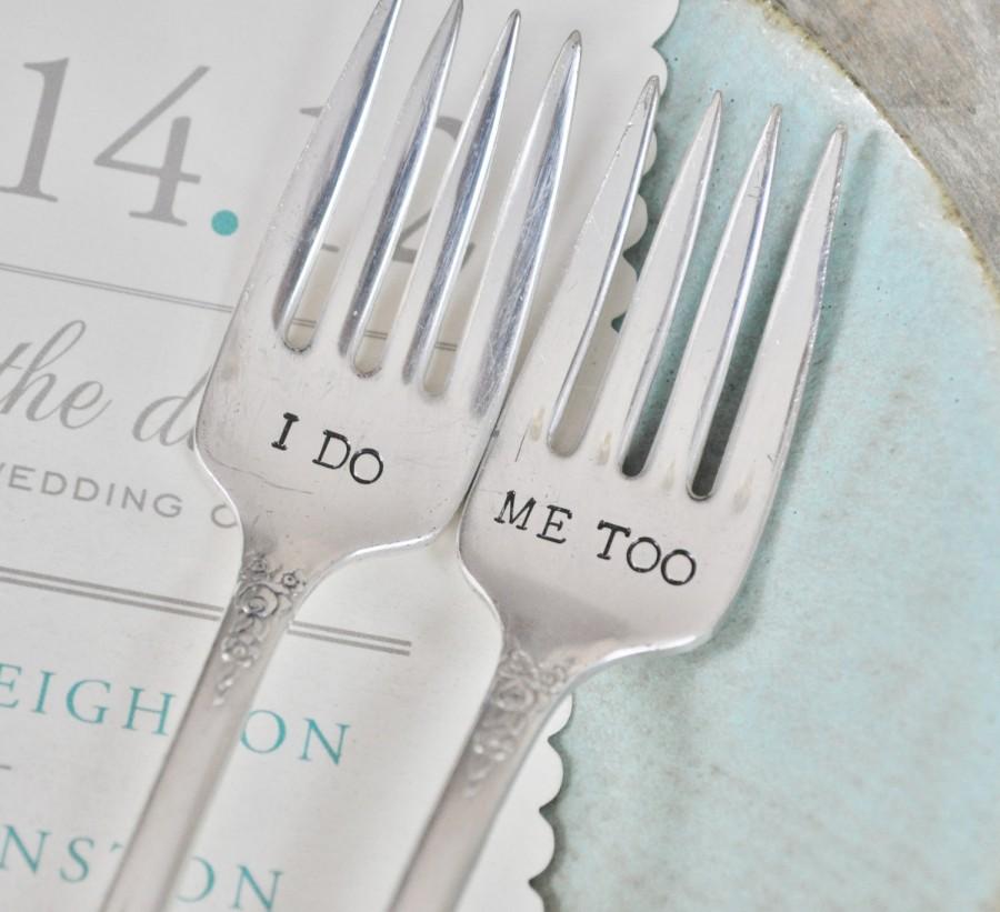 زفاف - I DO, ME TOO Vintage Wedding Cake Forks (Matching Set)