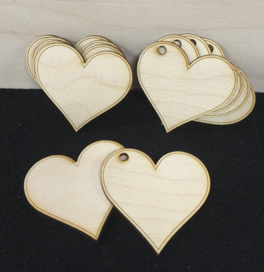 Hochzeit - 25 Wooden Hearts, Wood Heart Decor, 2.5 inch Gift Favor Tag, Place Card, Guest Book, Bridal Shower Hearts, Escort Card, Wedding Table Deco