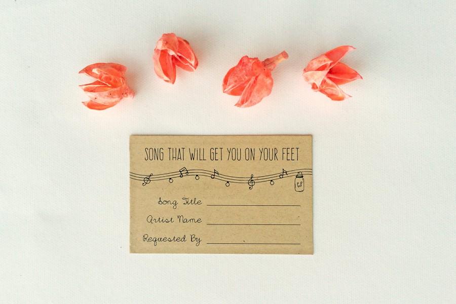 Mariage - ANNABELLE: Editable Wedding Song Request Card - Rustic Mason Jar Lights - DIY Printable - Instant Download File - Invitation