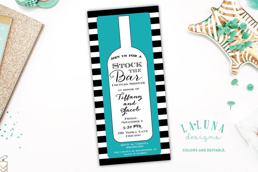Mariage - Stock The Bar Invitation, Stock The Bar Invite, Stock the Bar Couples Shower, Engagement Party, Wedding Shower Invitation, DIY Printable