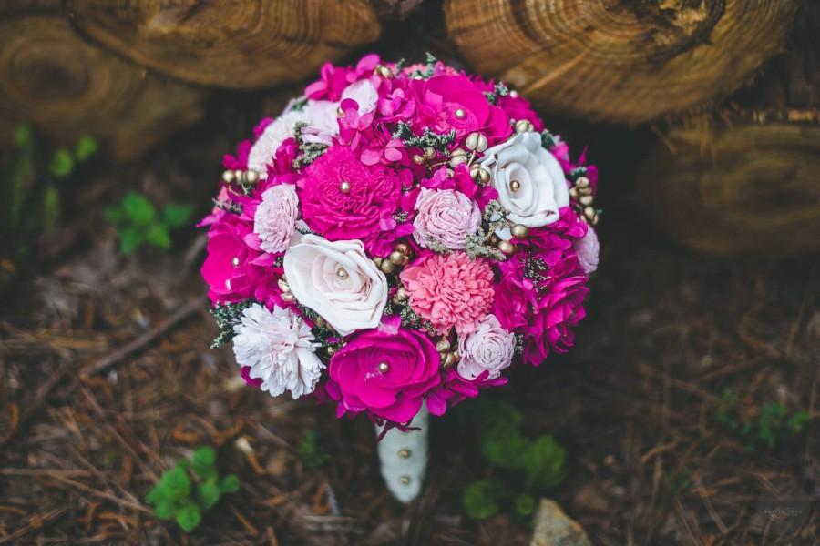 Hochzeit - Pink Bridal Bouquet,Sola Flower Bouquet, Keepsake Bridal Bouquet,Woodland Bridal Bouquet,Alternative Bridal Bouquet,Rustic Bridal Bouquet