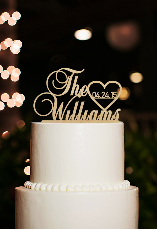 Hochzeit - Wedding Cake Topper,Personalized Last Name Cake Topper,Custom Date Cake Topper,Rustic Wedding Cake Topper,Unique Last Name Cake Topper