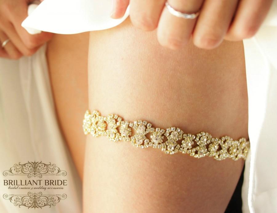 Mariage - Gold Rhinestone Garter - Silver and Gold Wedding Garter, gold garderbelt, Gold garder, gold bling garter, wedding garder, gold chain garter