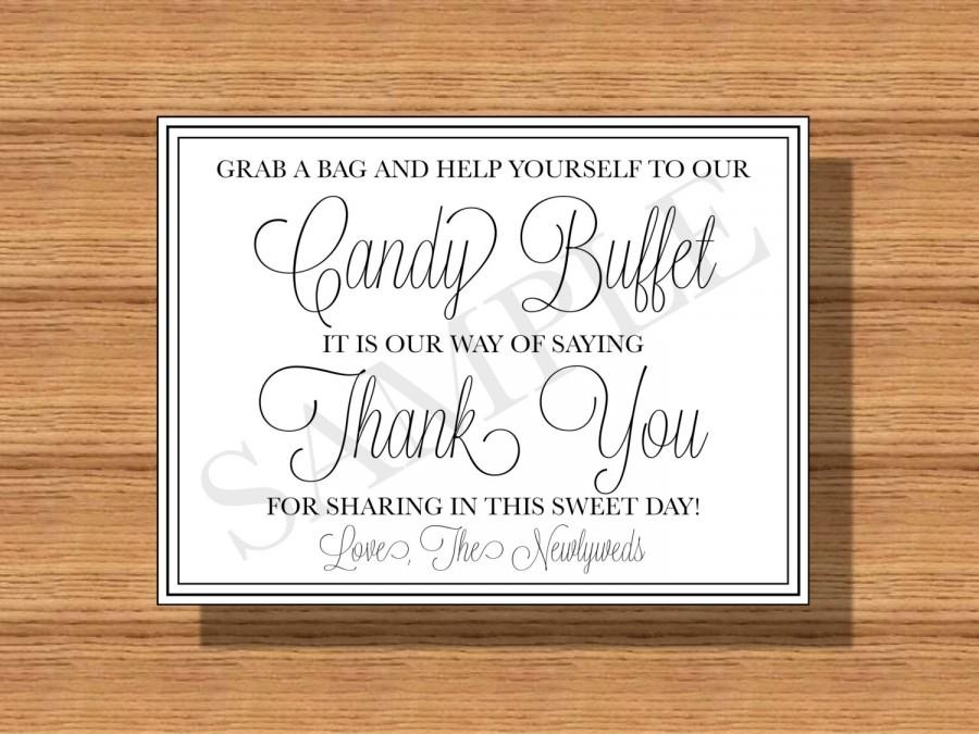 Hochzeit - Wedding Candy Buffet Sign DIY Print Ready