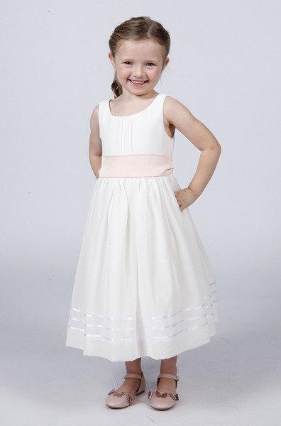 Hochzeit - White Flowergirl Dress with Sash In Different Colours To Match Your Bridesmaids