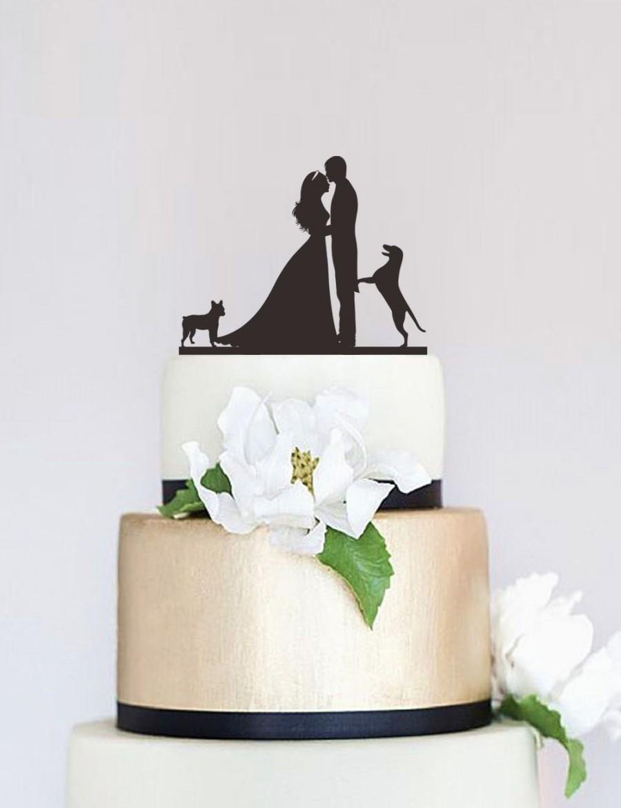 Mariage - Wedding Cake Topper,Groom And Bride Cake Topper,Custom Cake Topper With Dog,Unique Cake Topper,Wedding Decoration P107