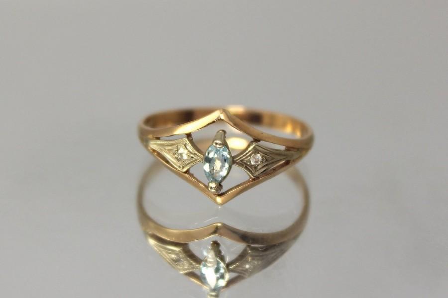 زفاف - Art deco ring, Topaz ring, Gold art deco ring, Topaz ring gold, Blue stone ring, Blue topaz ring, Geometric ring