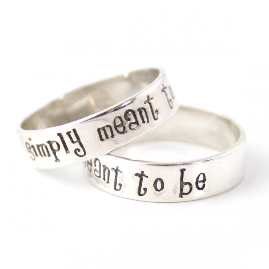 زفاف - Nightmare Before Christmas Rings - Jack & Sally Wedding Bands - Simply Meant to Be - Pair of Sterling Silver His and Hers Wedding Bands