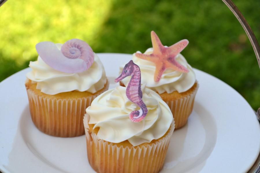 زفاف - Wedding Cake Topper The Original Edible -  By the Sea set of 24 -  Cake & Cupcake toppers - Food accessories