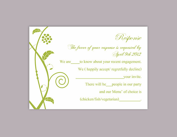 Свадьба - DIY Wedding RSVP Template Editable Word File Instant Download Rsvp Template Printable RSVP Cards Floral Green Rsvp Cards Elegant Rsvp Card