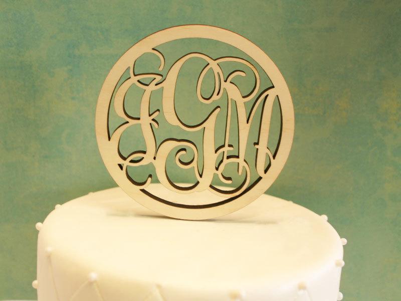 زفاف - Framed Vine Wood Monogram Cake Topper
