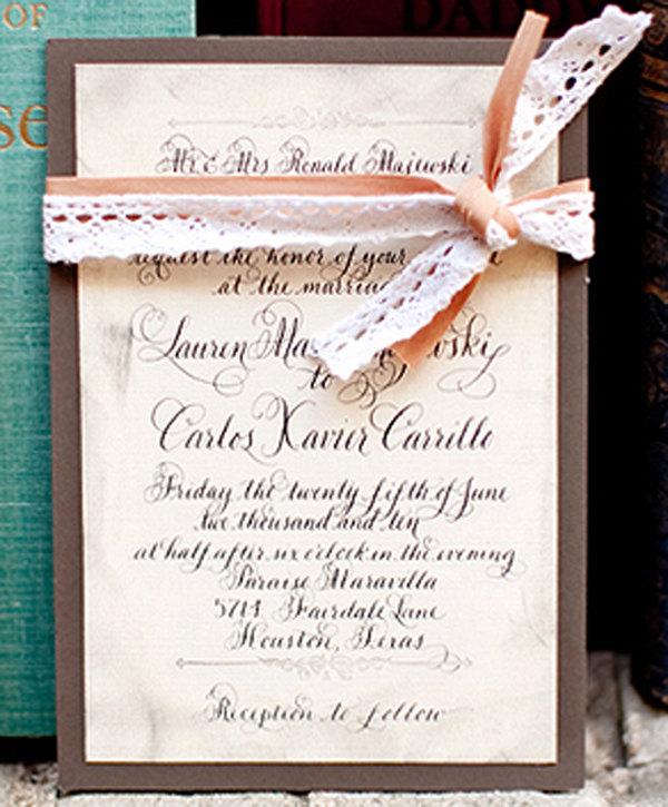 Свадьба - Wedding Invitation Vintage Calligraphy Love No. 6, "Longbourne"