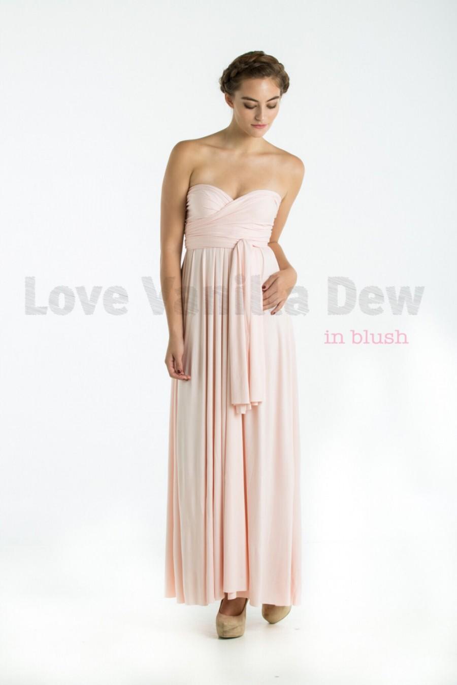 Hochzeit - Bridesmaid Dress Infinity Dress Blush Floor Length Maxi Wrap Convertible Dress Wedding Dress