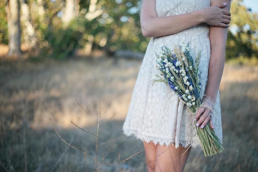 Wedding - Spring Bridal Bouquet for a Wildflower Themed Wedding Lavender and Larkspur