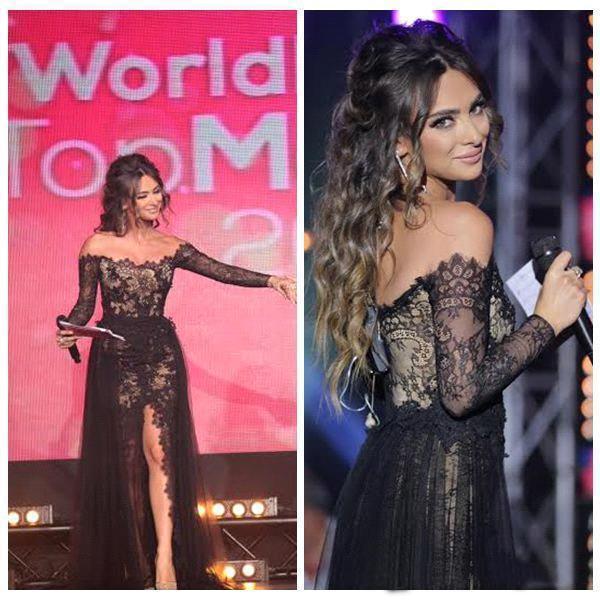 زفاف - 2016 Vestidos De Festa Black Lace Sexy Celebrity Prom Dresses Bateau Sheer Long Sleeves Arabic Formal Evening Gowns Side Slit BO8121 Online with $97.91/Piece on Hjklp88's Store 