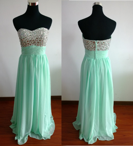 Свадьба - Mint Green Beading Prom Dress Long Sweetheart Prom Dress Long Evening Dress Green Prom Dress Plus Size Dress Mint Dress Green Dress
