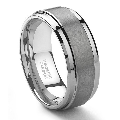 زفاف - 9MM Tungsten Carbide Men's Wedding Band Ring in Comfort Fit and Matte Finish Size 7-16