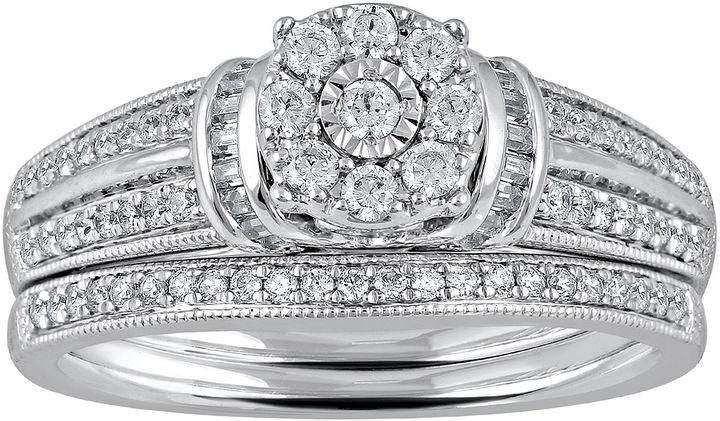 Свадьба - MODERN BRIDE Cherished Hearts 1/2 CT. T.W. Diamond 14K White Gold Bridal Ring Set