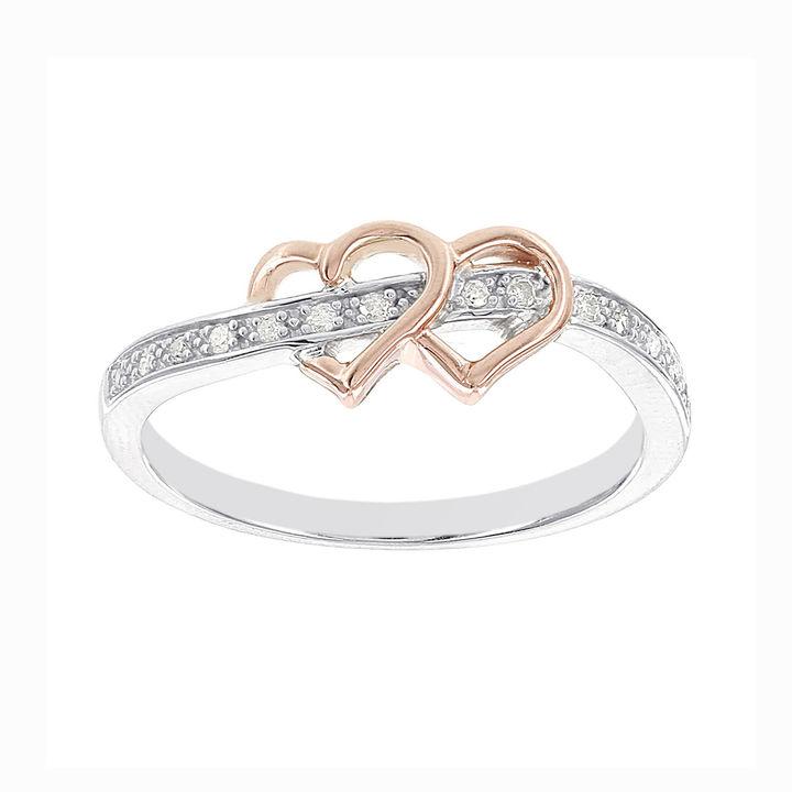 Mariage - MODERN BRIDE Diamond-Accent 10K White and Rose Gold Promise Ring