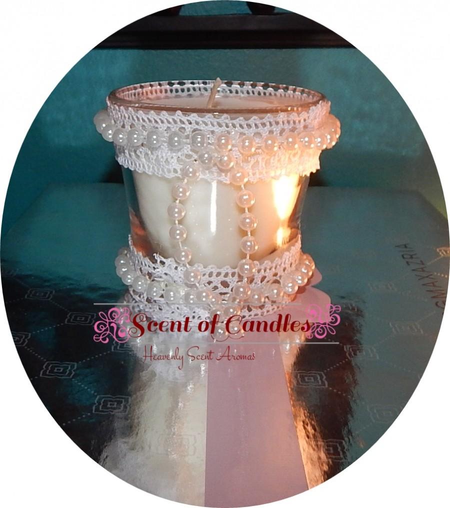 Hochzeit - Pearls & Lace Unscented Candles Wedding Decor' Reception