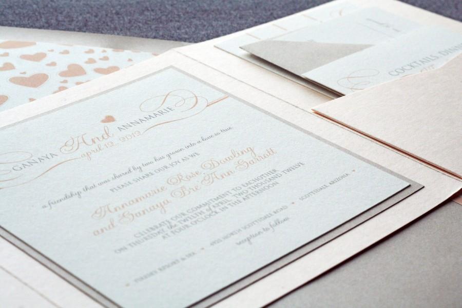 زفاف - Romantic Flourish Classic Wedding Invitation shown in Blush, Taupe and Cream, Build-Your-Invite Collection - DEPOSIT