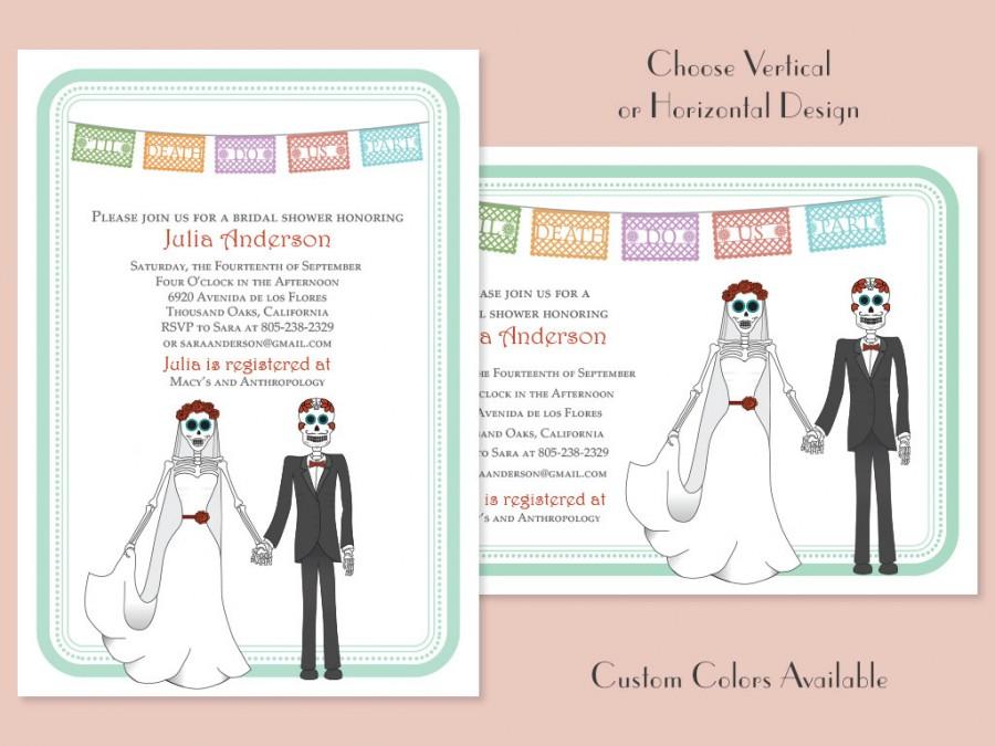 Свадьба - Dia De Los Muertos Bridal Shower, Wedding or Engagement Party Invitation Custom Download 5x7