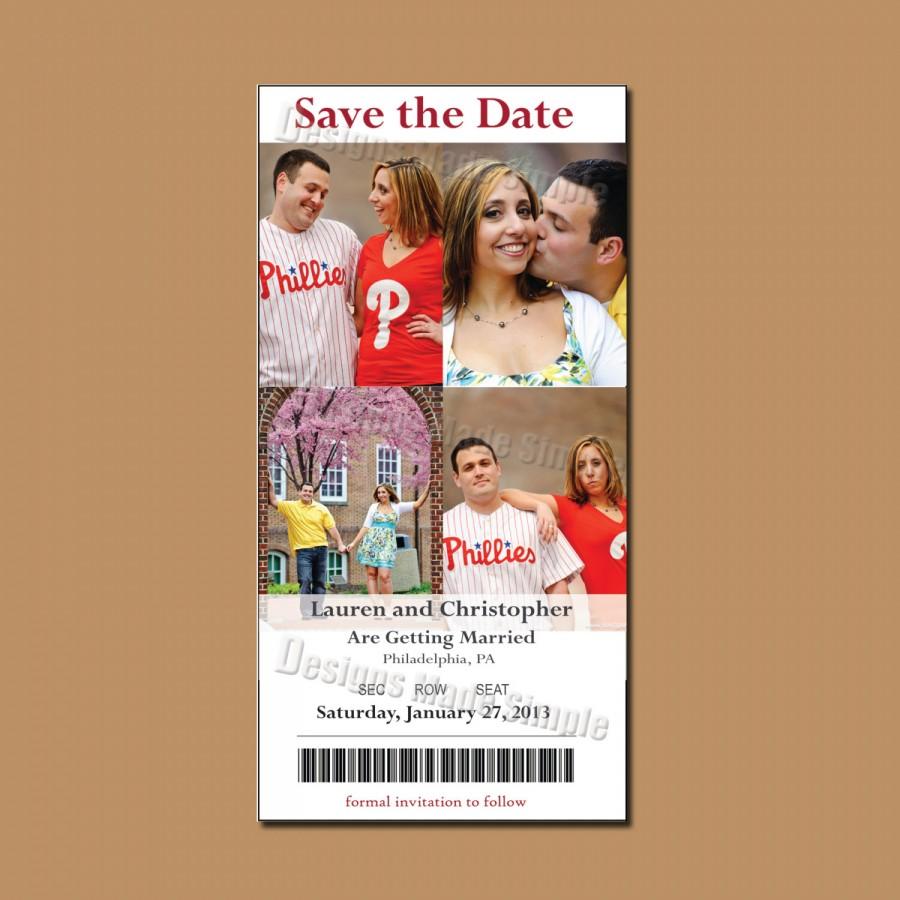 Hochzeit - Ticket Insipired Save the Date - Sport or Event Themed wedding