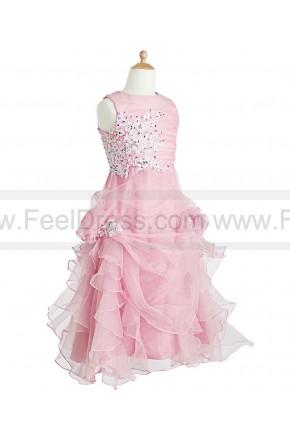 زفاف - A-Line Princess Scoop Neck Floor-Length Lace Flower Girl Dress