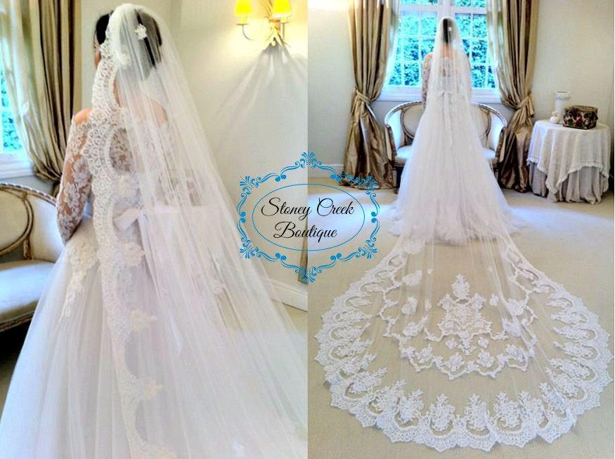 Wedding - Cathedral Veil, Lace Cathedral Veil, Wedding Veil Cathedral, Ivory Cathedral Veil, White Cathedral Veil