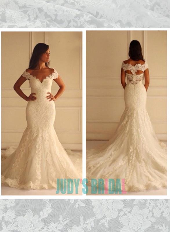 زفاف - off shoulder lace fit flare mermaid wedding dress on sale