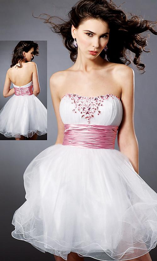 Mariage - Strapless Beaded Organza Cocktail Dress