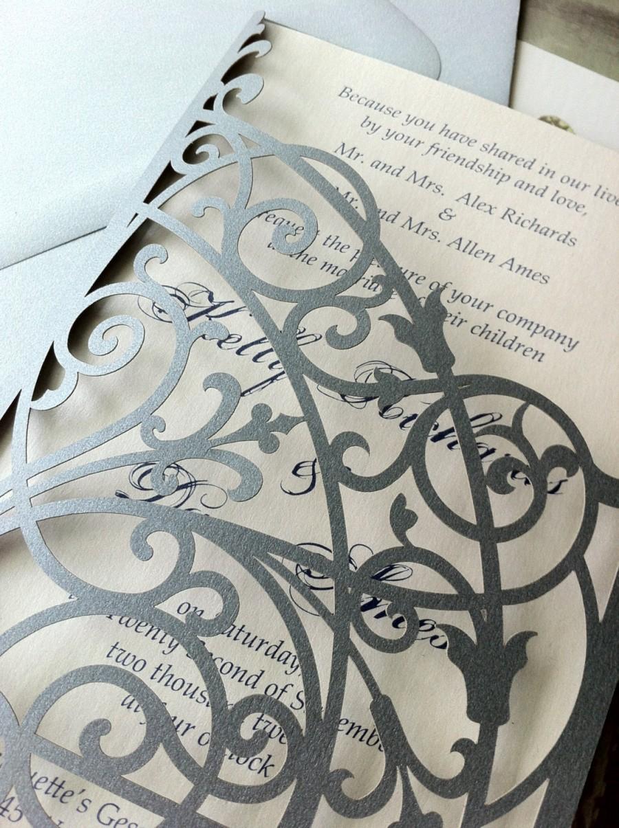 Mariage - Wedding Invitations - lasercut iron gates - Romantic garden themed wedding invitation