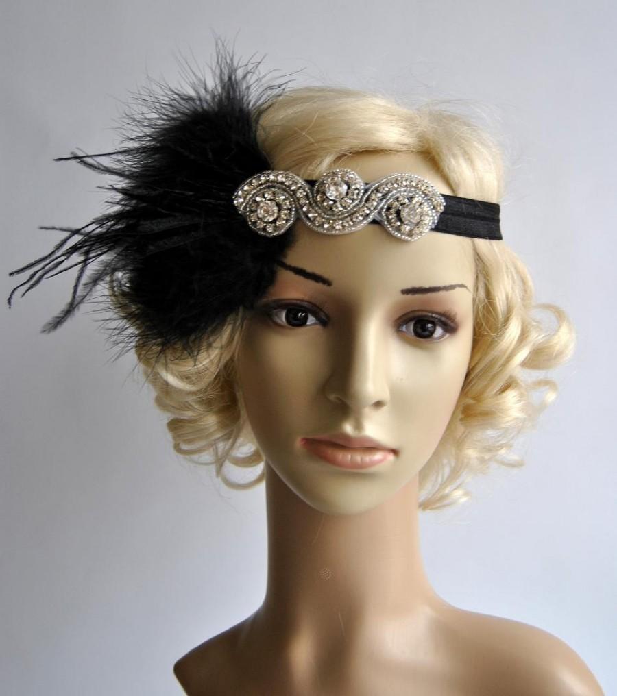 Hochzeit - The Great Gatsby,20's flapper Headpiece, Vintage Inspired, Bridal 1920s Headpiece ,1930's, Rhinestone headband, Rhinestone flapper headpiece