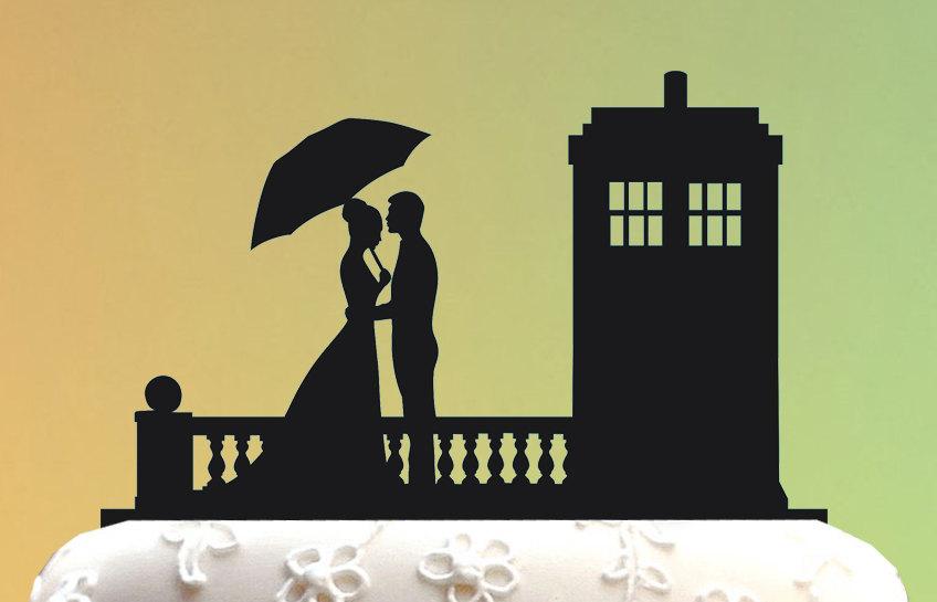 زفاف - Wedding Cake Topper - cake topper TARDIS - Doctor Who Wedding - Doctor Who Cake Topper