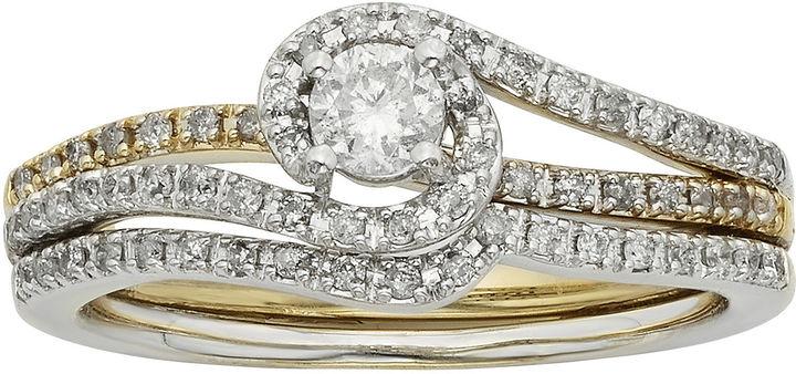 Wedding - MODERN BRIDE 1/2 CT. T.W. Diamond 10K Two-Tone Gold Bridal Ring Set
