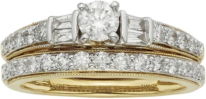 Свадьба - MODERN BRIDE 1 CT. T.W. Certified Diamond 14K Two-Tone Gold Bridal Ring Set