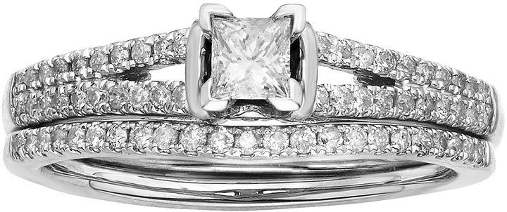 Mariage - MODERN BRIDE 1/2 CT. T.W. Diamond 10K White Gold Bridal Ring Set
