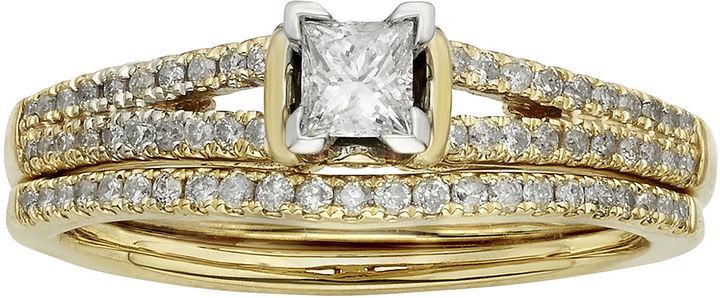 Mariage - MODERN BRIDE 1/2 CT. T.W. Diamond 10K Yellow Gold Bridal Ring Set
