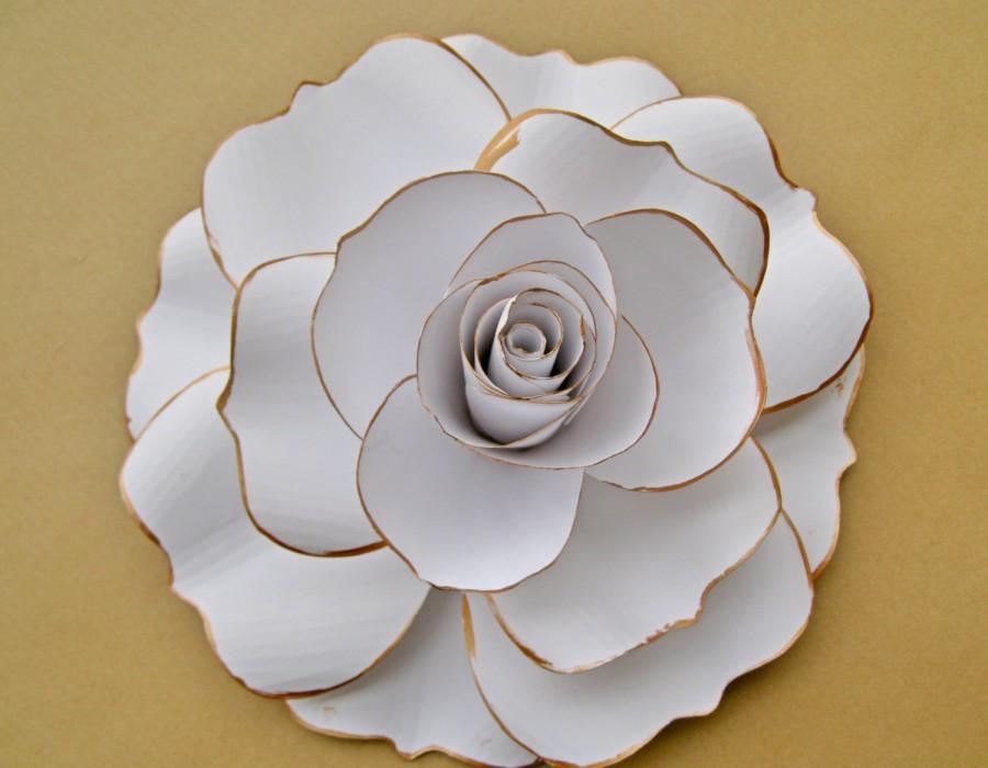 Mariage - Giant White Paper Rose, White Flower Blooms, Extra Large Paper Rose, Spring Summer Wedding Decor, Vintage Paper Flower, Big Paper Flower