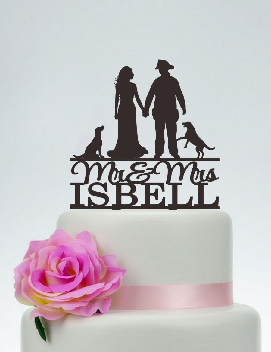 Mariage - Wedding Cake Topper,Mr and Mrs Cake Topper With Surname,Fireman wedding,Custom Cake Topper,Personalized Topper,Firefighter Cake Topper C110