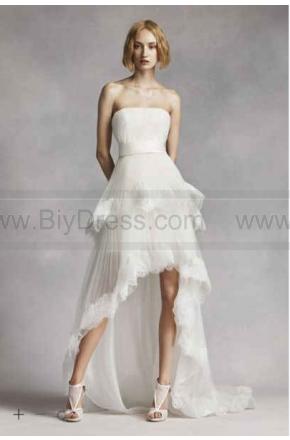 Hochzeit - NEW! White by Vera Wang High Low Tiered Wedding Dress VW351281