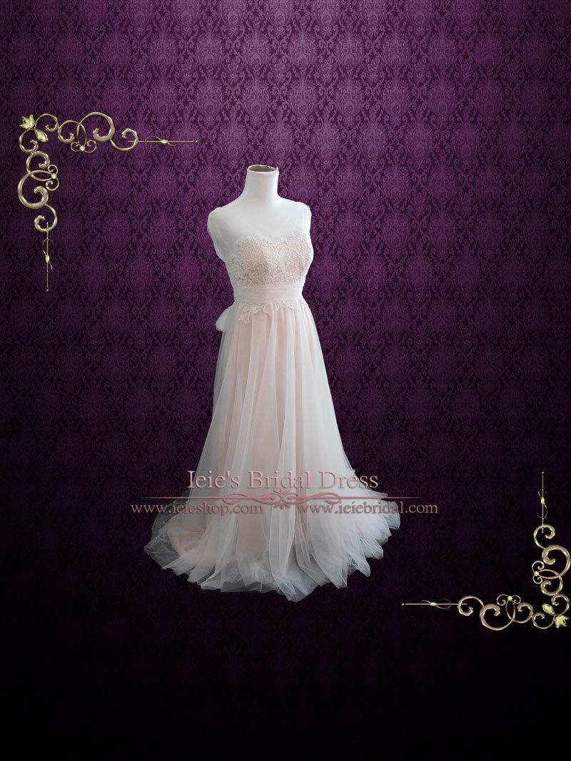 زفاف - Whimsical Airy Lace Wedding Dress with Illusion Neckline 