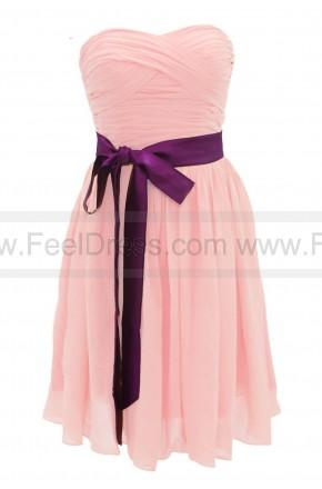Mariage - Strapless A-Line Sweetheart Short Chiffon Bridesmaid Party Skirt Dress